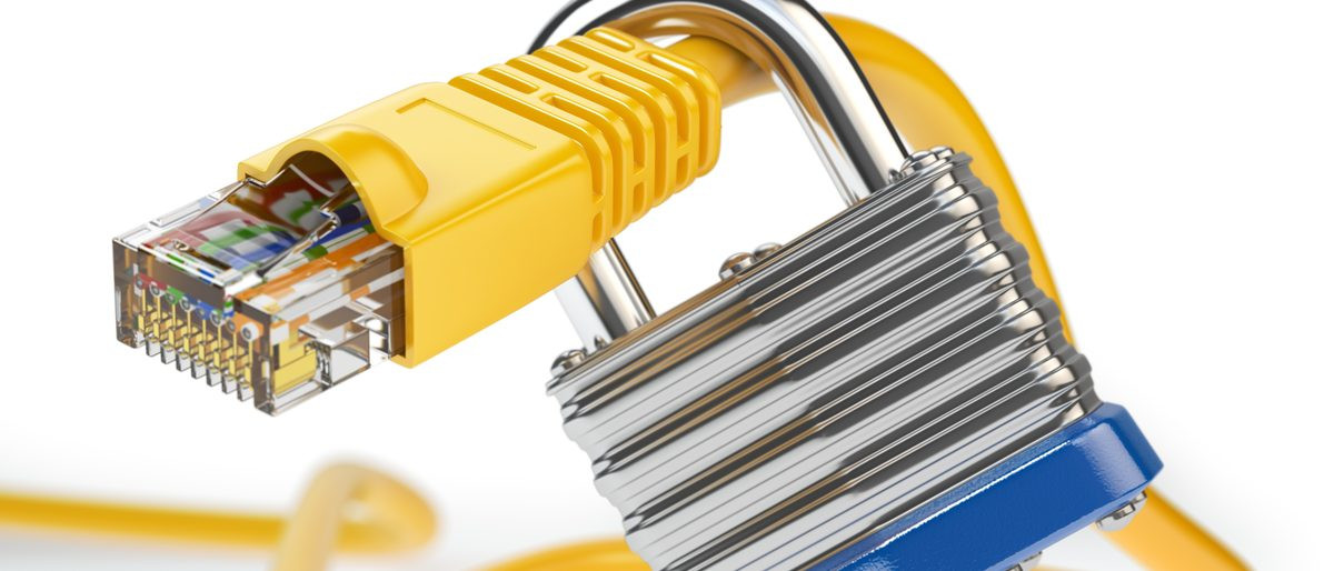 A network cable secured with a padlock